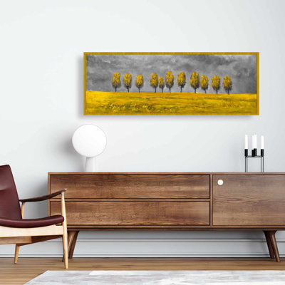 Gray Bedroom Canvas - Yellow Trees in Field | Home Decor Art