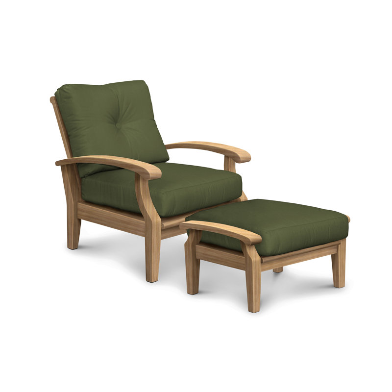Cayman Kimonie Deep Seating Outdoor Patio Chair with Ottoman, Navy Sunbrella®, Yes