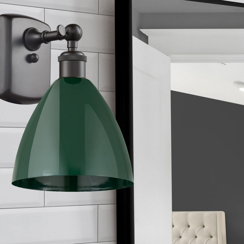 Steel Armed Sconce, Green, Oil Rubbed Bronze