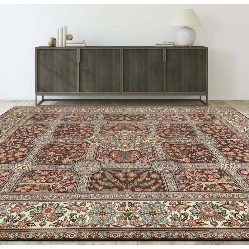 Tapis rectangulaire en laine noué à la main