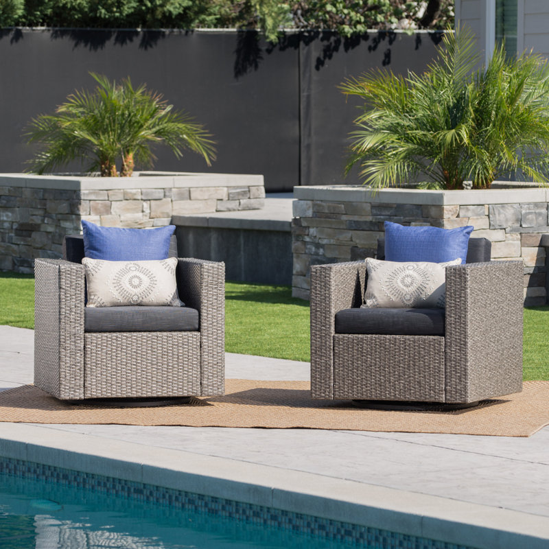 Arville Swivel Outdoor Lounge Chair, Mixed Black/Dark Gray