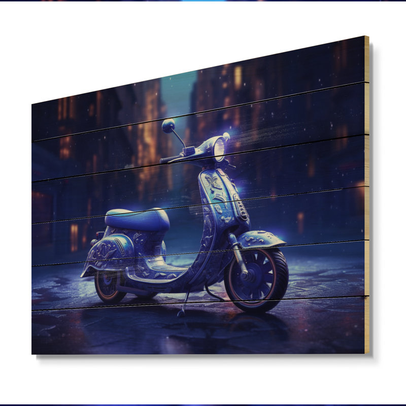 Scooter City Rides I sur impression sur bois, H 10 po x l 20 po x P 0,78 po