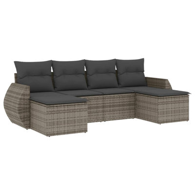 Vidaxl Garden Sofa Set Gray PE Rattan