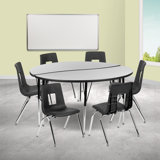 Goddard 47.5" Circle Wave Flexible Laminate Activity Table Set with 16" Student Stack Chairs