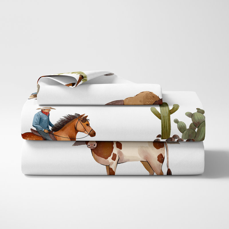 Country Western Sheet Set by Sweet Jojo Designs, Twin Sheet Set + 2 Fitted Sheets + 1 Pillowcase