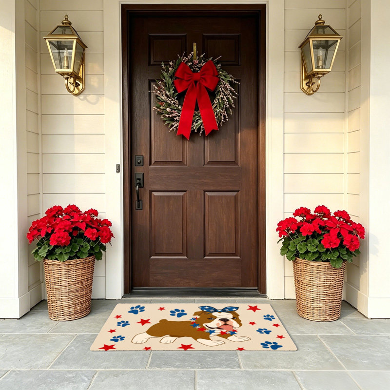 Tapis de bienvenue Patriotic Bow Bulldog