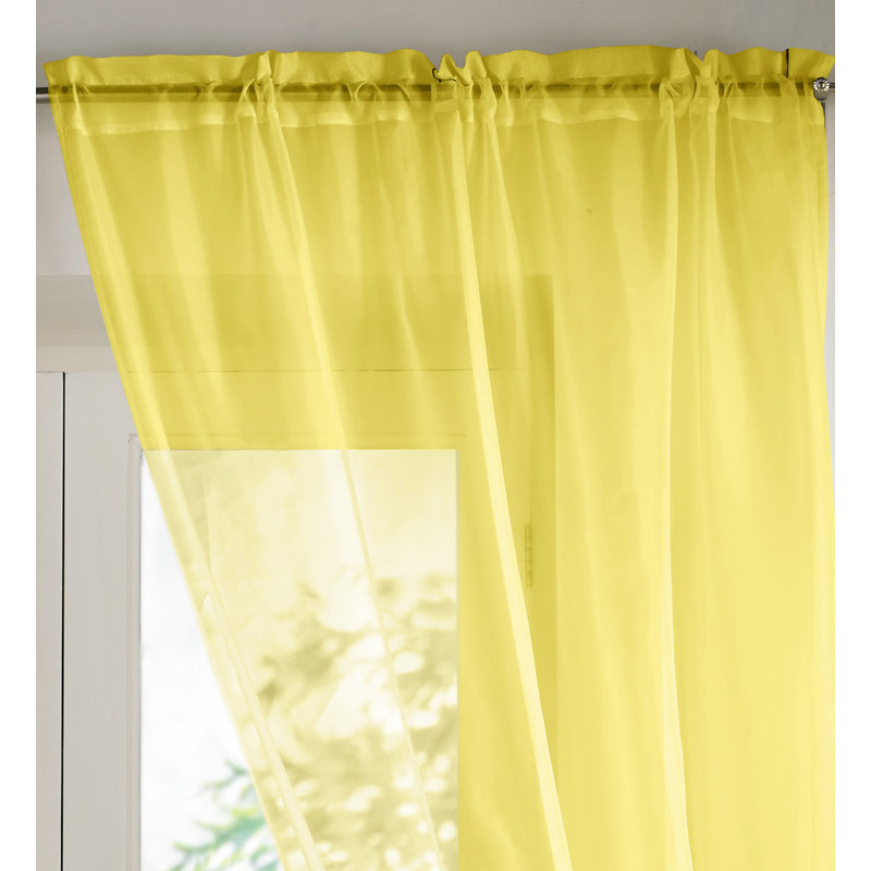 Billerica Sheer Curtain Single Panel, 145 W x 183 D cm, Lemon