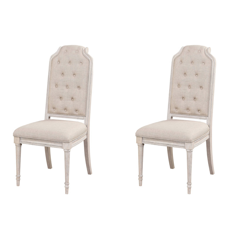 Chaises d'appoint à dossier capitonné beige et champagne Kennedy