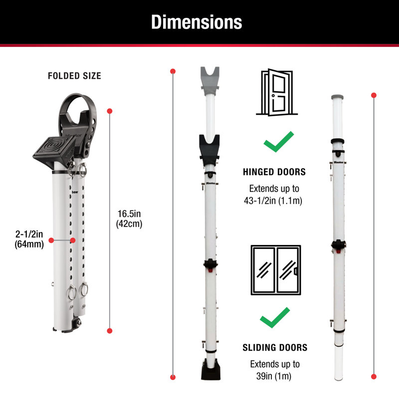 Master Lock 270EC Compact Door Security Bar for Hinged and Sliding Doors