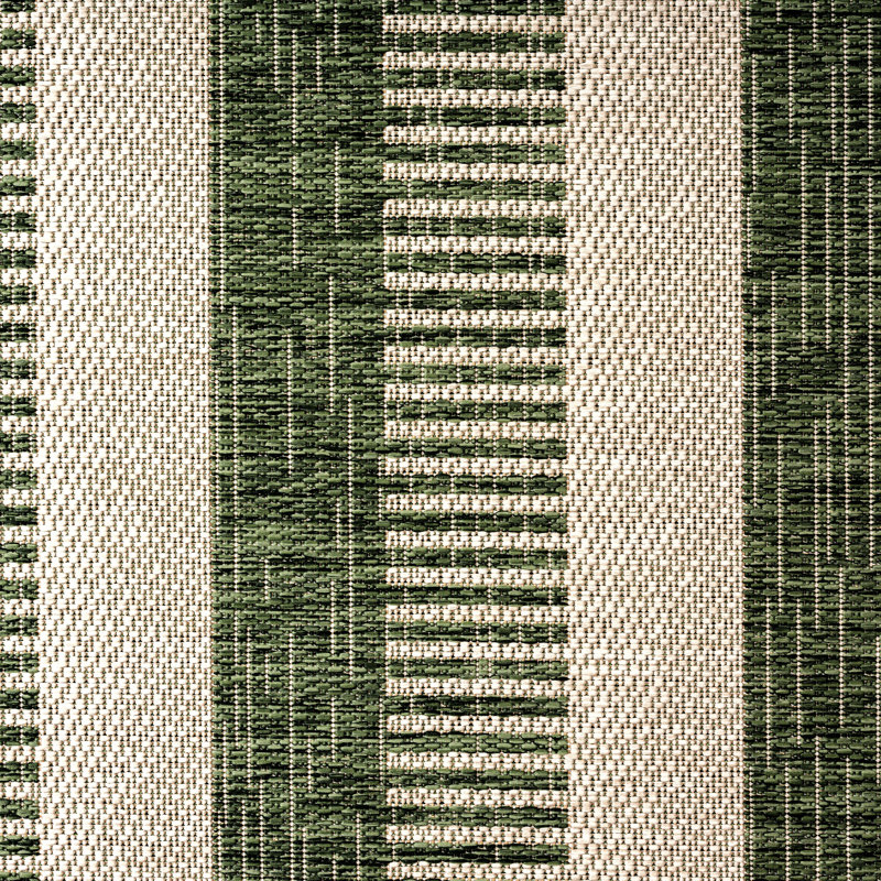 Nicole Miller Striped Light Green/Ivory Indoor / Outdoor Area Rug, Rectangle 5'2" x 7'2"