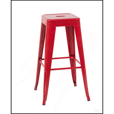 Tabouret à hauteur de comptoir de 30 pouces, ensemble de 2 tabourets de bar en métal sans dossier, non empilable, amovible et facile à assembler, conception peu encombrante pour îlot de cuisine / bar / café / salle à manger (rouge)