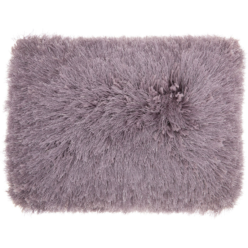 Faux Fur Reversible Throw Pillow, Charcoal, 14" x 20", Rectangular