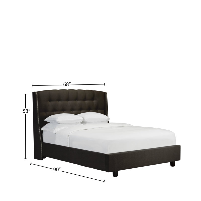 Lit plateforme en tissu d’ameublement Stoneking, Grand, Cuir - Espresso
