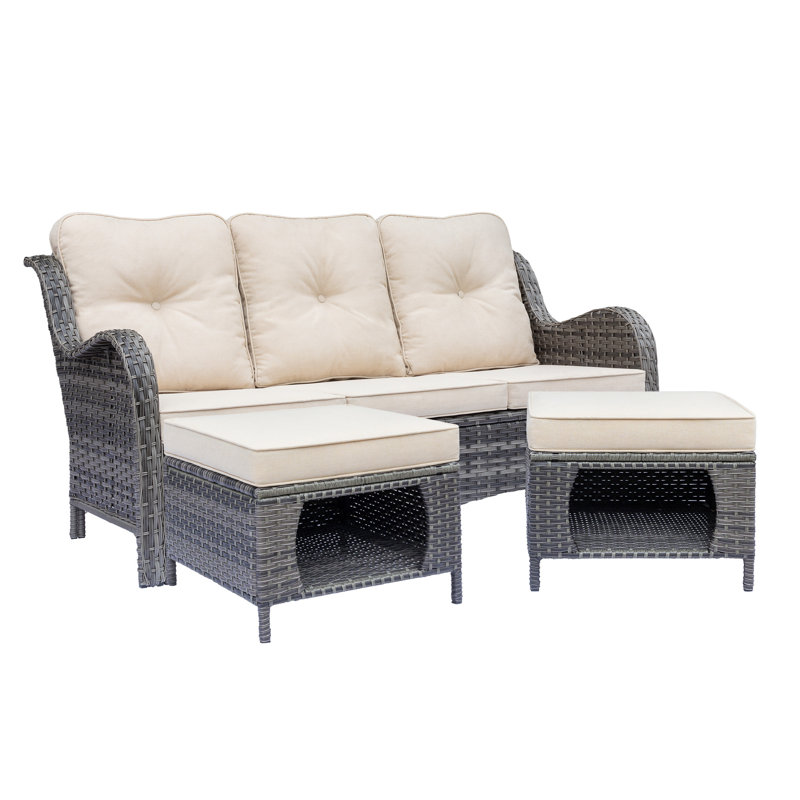 Seob 71.26'' Wide Patio Sofa with Cushions, Beige