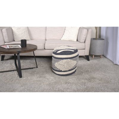 Diamond Handcrafted Fabric Cylindrical Pouf
