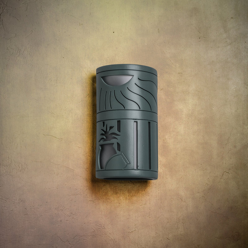 Ninamarie Ceramic Outdoor Wall Light, LED Bulb Included, Sage Green, 13" H x 7.5" W x 5.5" D