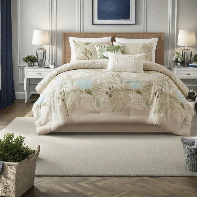 Luxurious Oversized Cotton Bedding Sets, Coastal Style, King Size Comfort