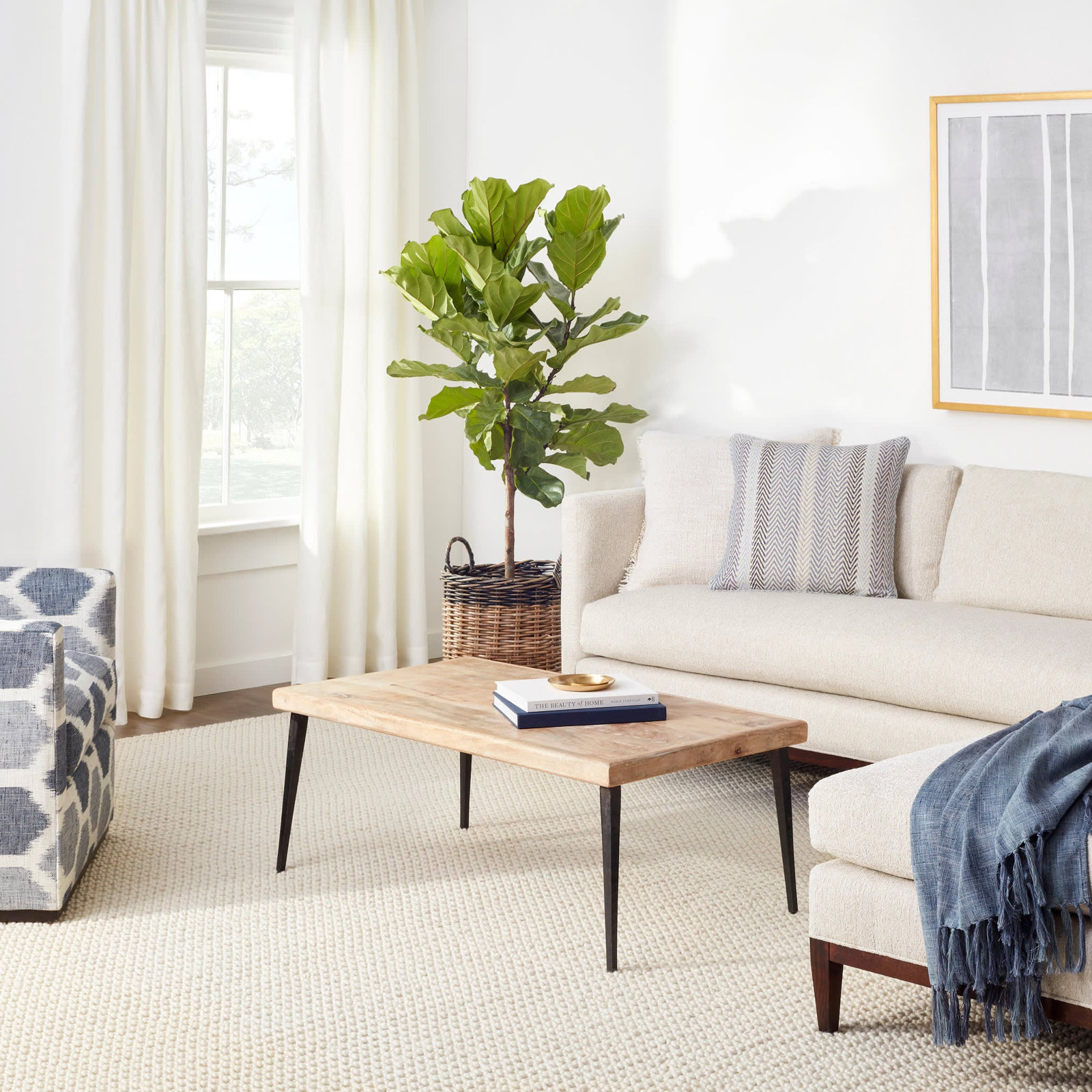 Hooper Ivory Hand-Woven Geometric Wool Rug, Rectangle 3' x 5'