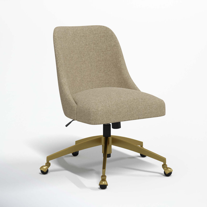 Chaise de bureau Tamieka, Lin texturé naturel Zuma