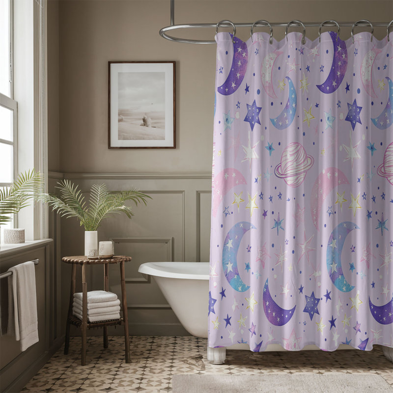 Rideau de douche 1 pièce Subtle Planet Motifs, H 74 po x l 71 po