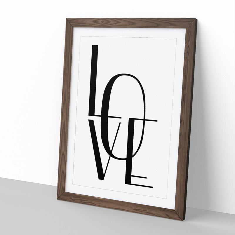 Love - Picture Frame Typography, 90cm H x 65cm W x 2cm D, Walnut Framed