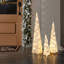 Sapins de Noël en cône argentés pré-illuminés (3 pièces) avec ruban rouge pour la décoration de Noël