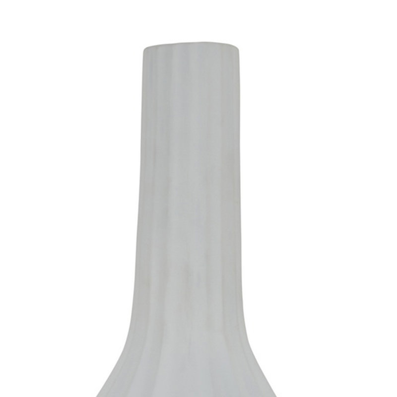 Rizie Vase with Ribbed Texture, 41 Inch Contemporary White Polyresin, 40.75" H x 13.5" W x 13.5" D