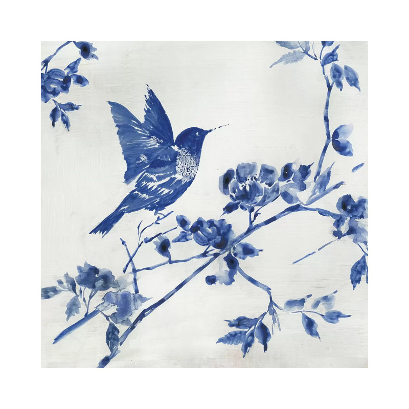 Porcelain Hummingbird by Asia Jensen - Wrapped Canvas Painting, 45.72 cm H x 45.72 cm W x 3.175 cm D