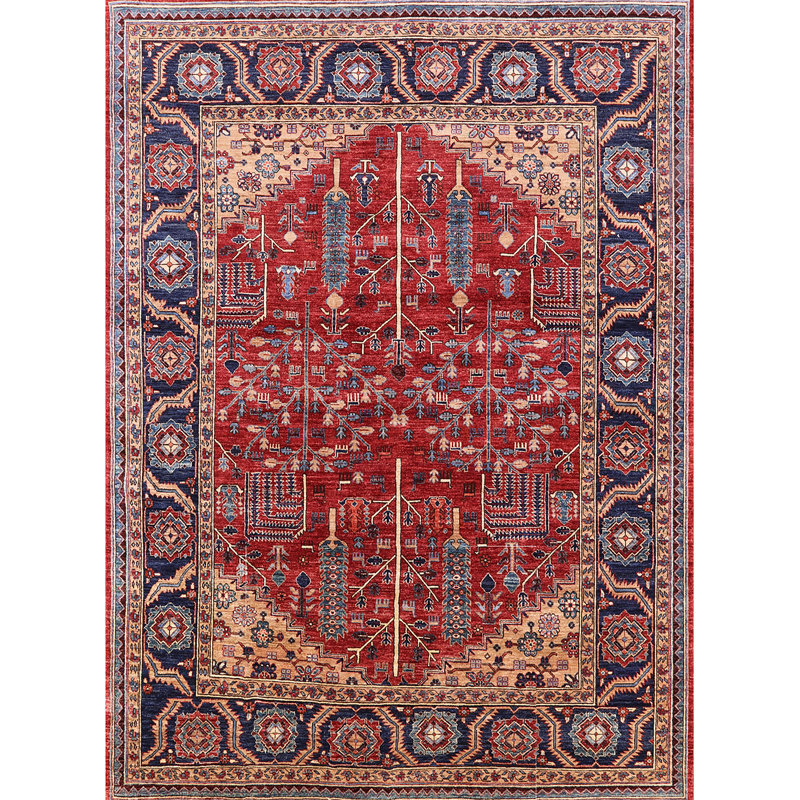 Tapis oriental beige / bleu / rouge Ruchi, Rond 4 pi