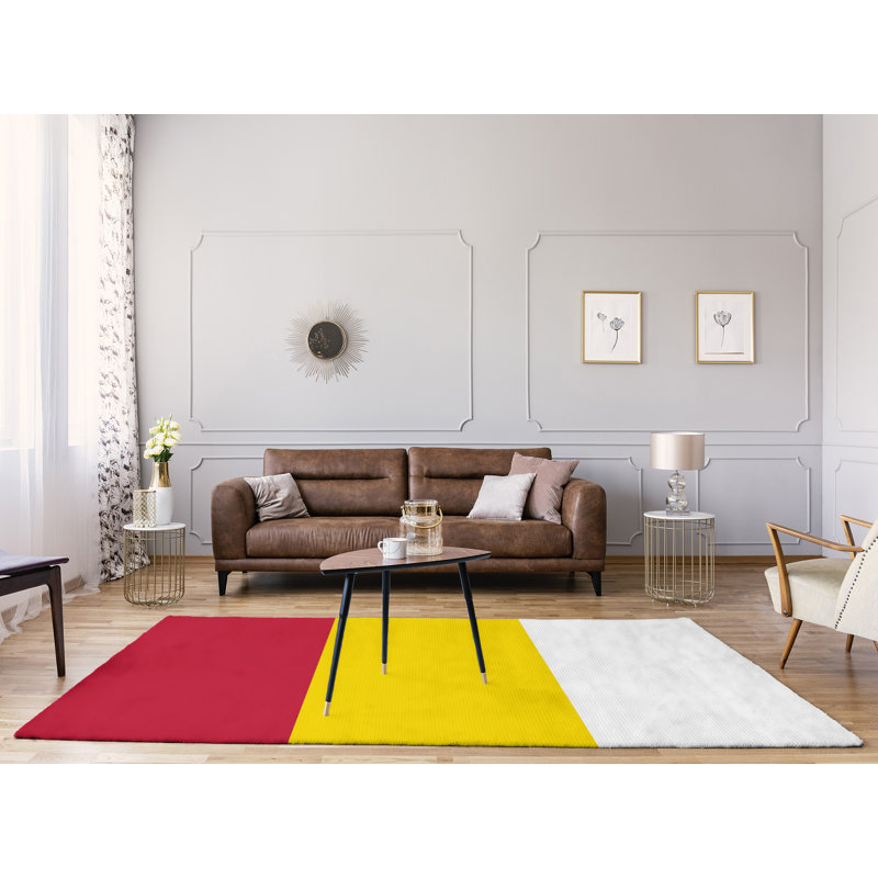 Tapis tissé à plat rouge/jaune St Louis, Rectangle 9 pi x 12 pi
