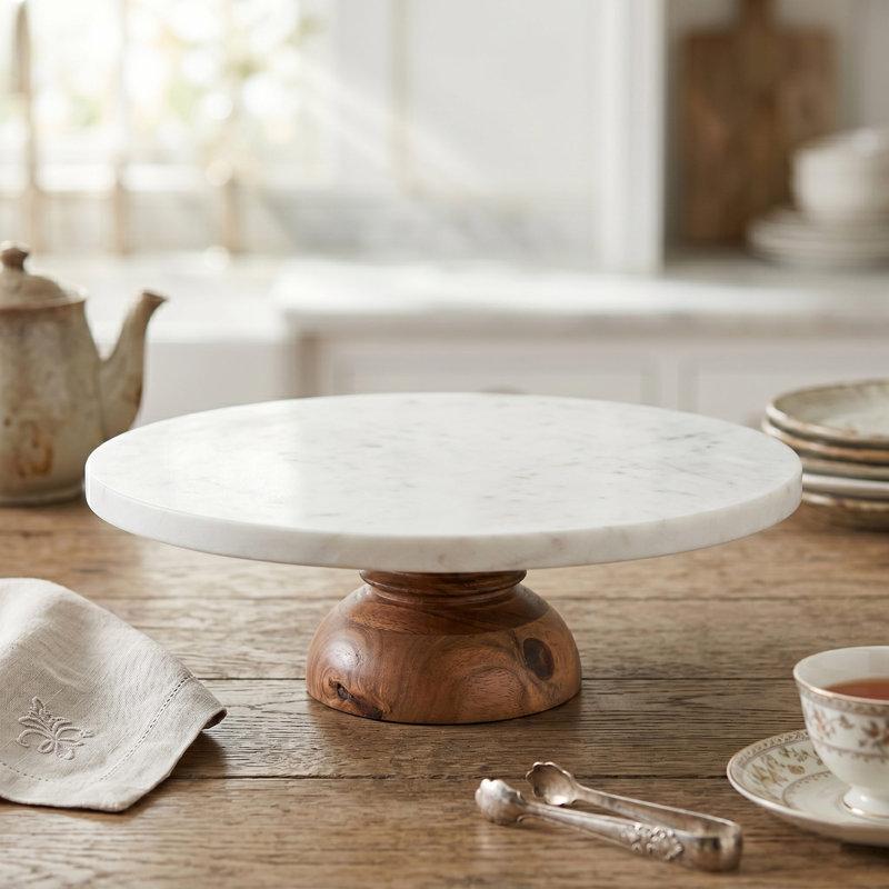 Dionysus - Decorative Marble Cake Stand with Wood Base