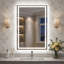 Miroir de salle de bain DEL à DEL, lumière réglable, verre antibuée-1287421633