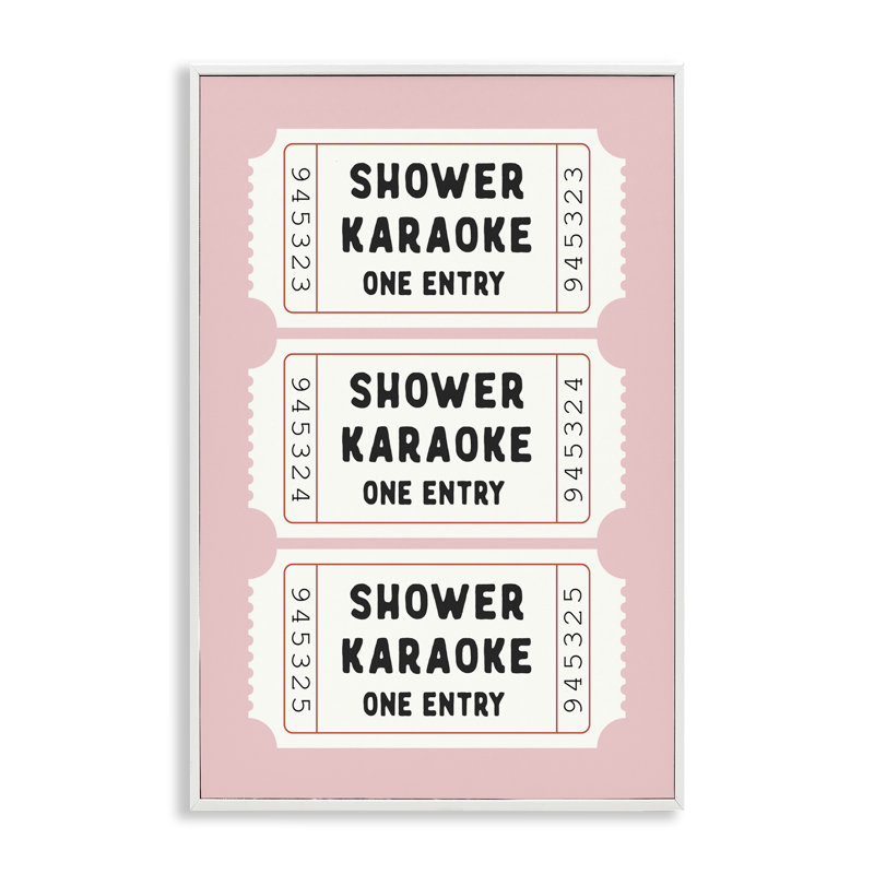 «Pink Shower Karaoke billets», estampe numérique giclée, H 24 po x l 16 po, Estampe numérique encadrée blanc bord de mer
