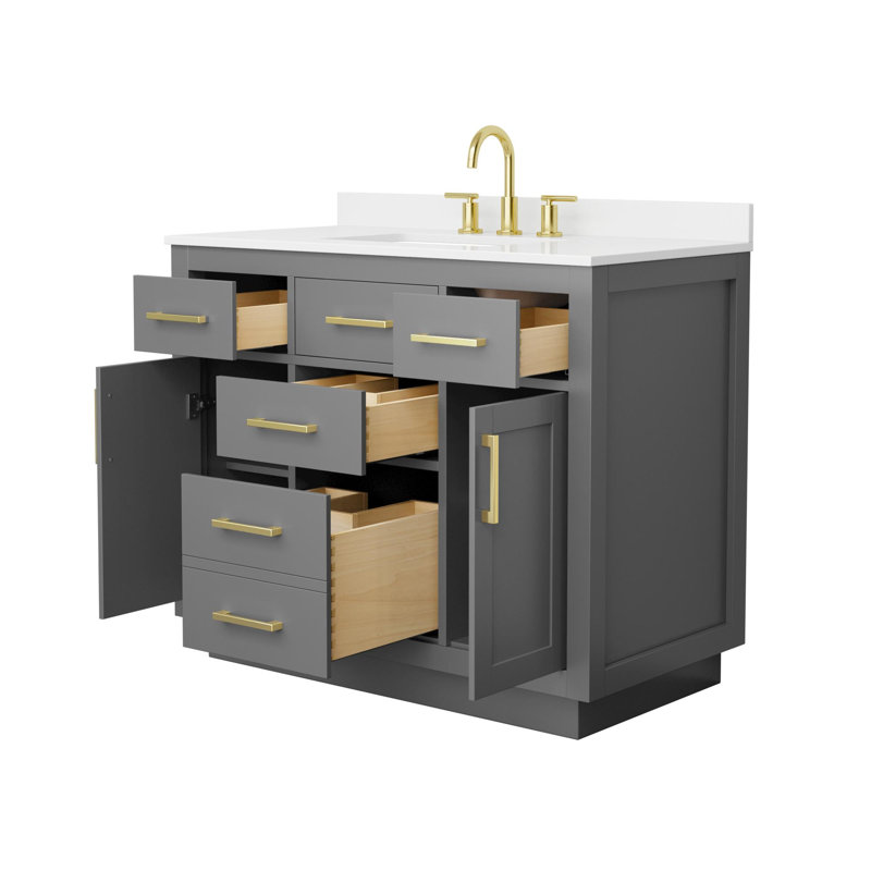 Beckett TK 42'' W Vanity, Brushed Gold, 8" Center, Gray