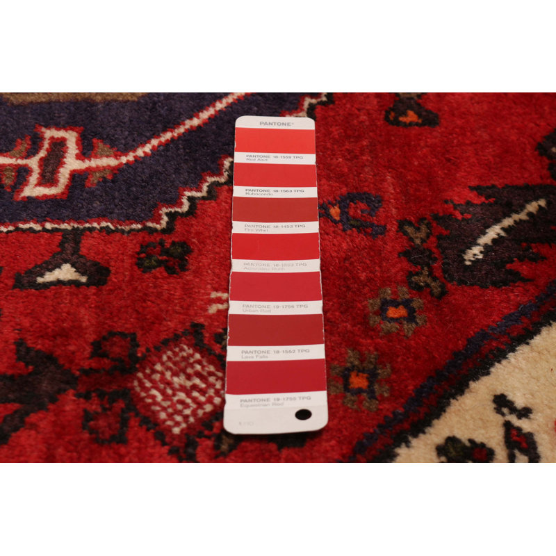 Tapis rouge en laine noué à la main 3 pi 4 po x 6 pi 1 po Andelz