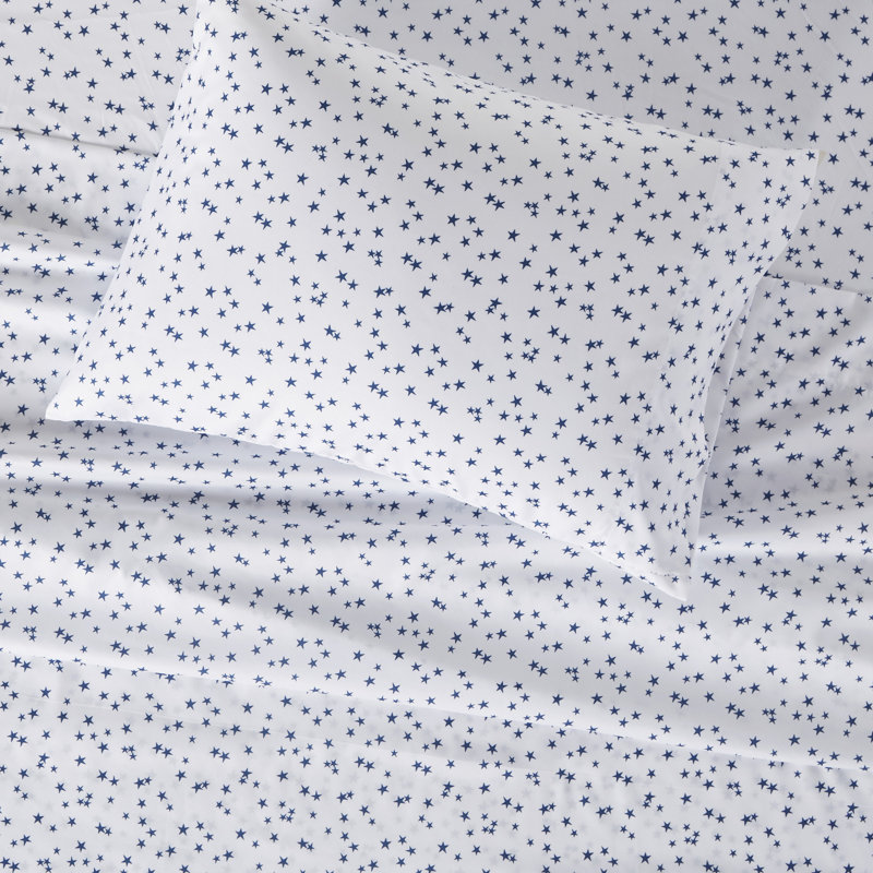 Blue Space Rocket Print Twin Microfiber Sheet Set