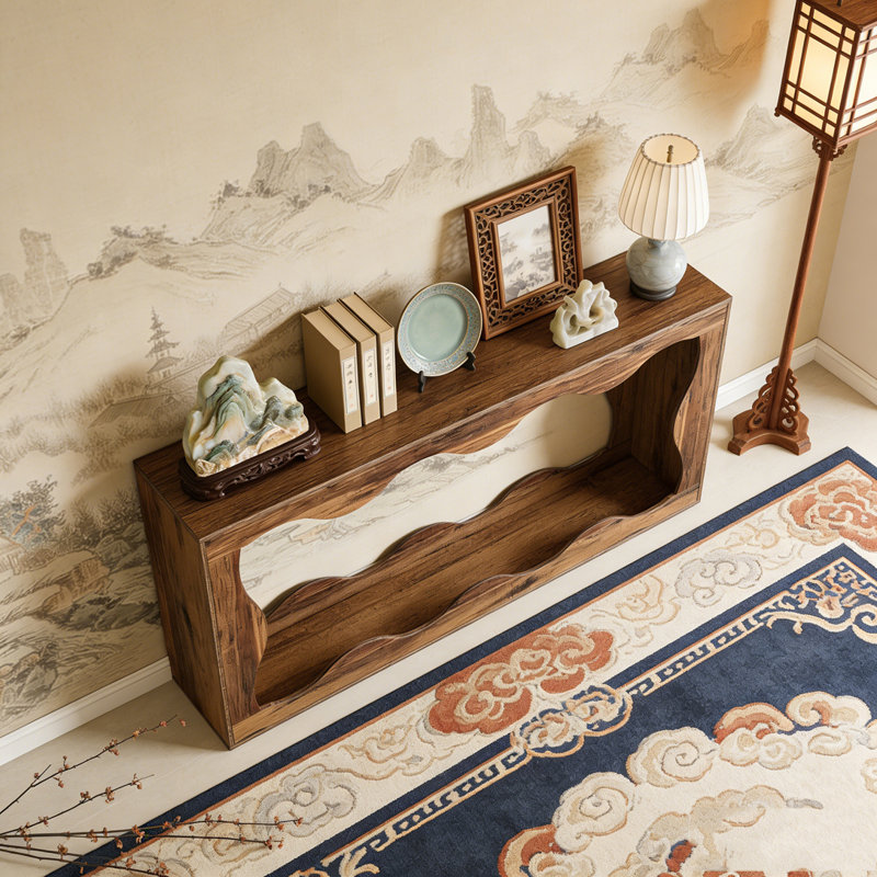 Farmhouse Console Table Entryway Table Couch Table Behind Sofa, Dark Brown