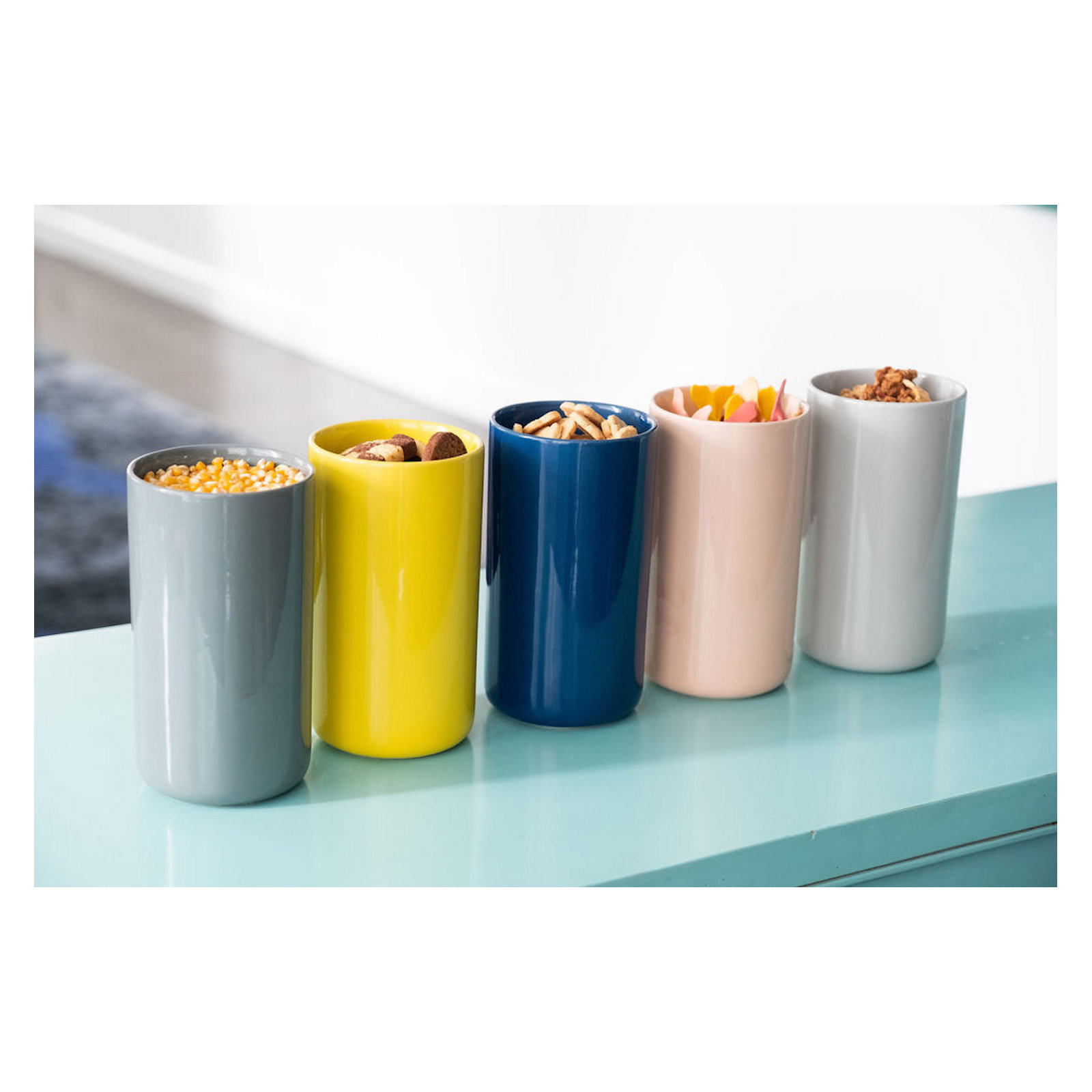 Janelle Ceramic Treat Jar, Light Gray