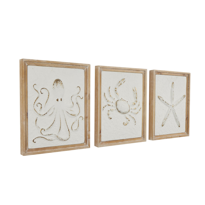 Ensemble de décoration murale en métal avec cadres en bois et or