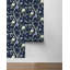Luxe Haven Navy Blue & Spring Green Floral Trail Peel And Stick Wallpaper
