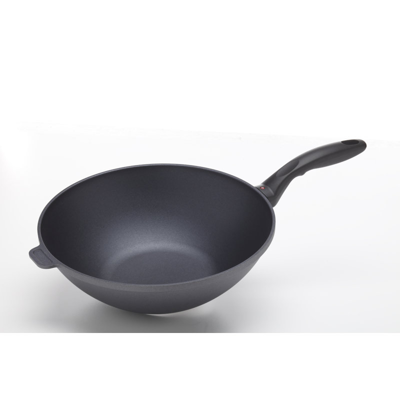 Wok with Round Bottom and Lid, 3.35" H x 11.8" W x 3.35" D