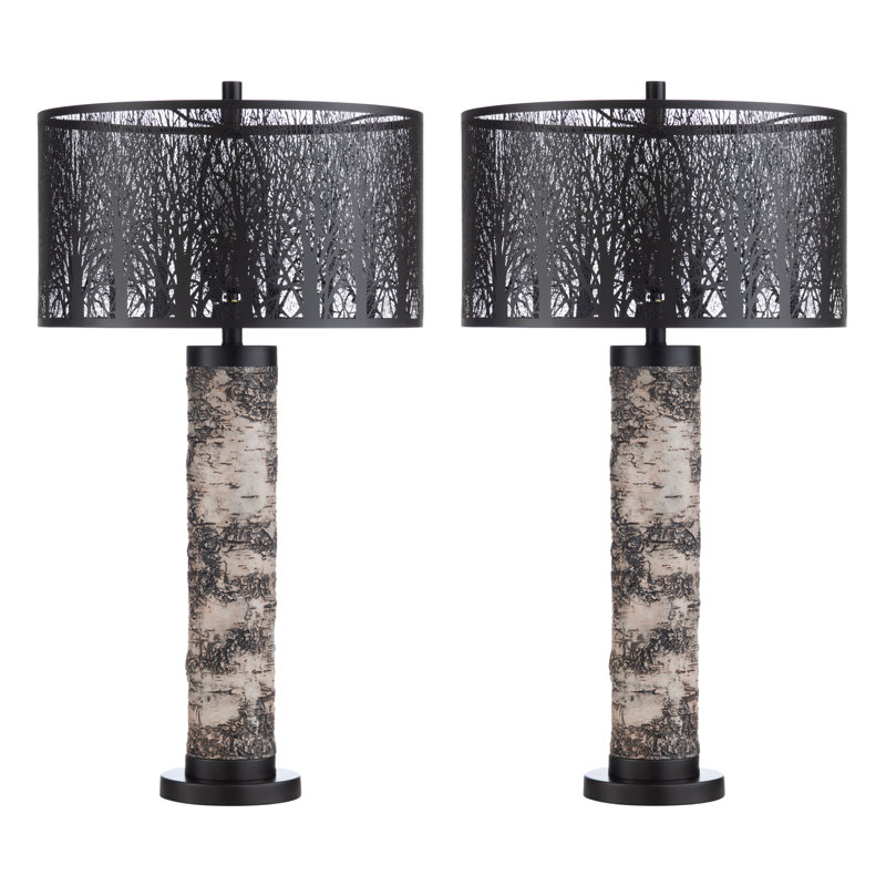 29" Metal Table Lamp With Black Shade