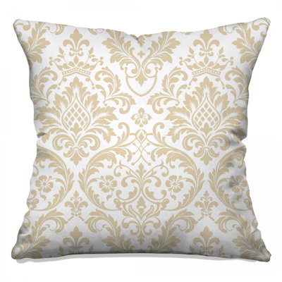 Intricate Beige Damask Double Sided Throw Pillows