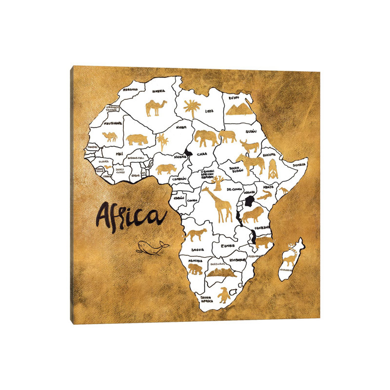 Africa Map by Patricia Pinto - Wrapped Canvas Gallery-Wrapped Canvas Giclée, 30.48cm H x 30.48cm W