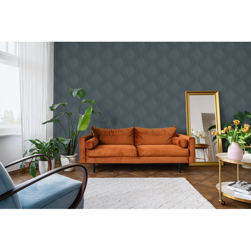 Organic Diamonds 10' L x 24" W Wallpaper Roll, Blue/Gray, Self-adhesive