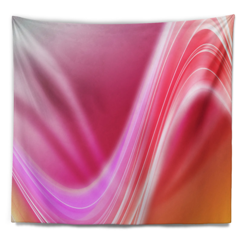 Tapisserie rose à lignes courbes abstraites, H 32 po x l 39 po