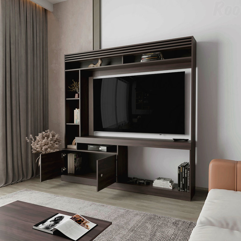 Meuble audio-vidéo, noyer foncé, H 70,9 po x L 70,9 po x l 11,9 po