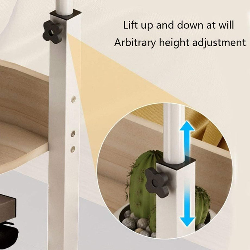 Height Adjustable Computer Table Standing Desk with Wheels, Beige, Yellow