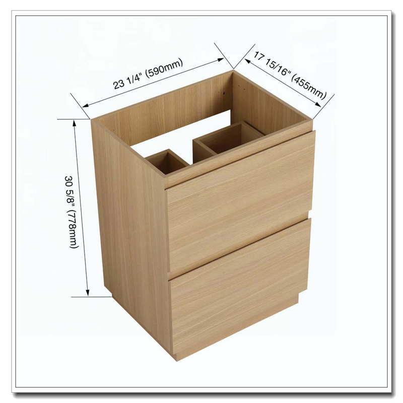 Meuble-lavabo autoportant avec tiroirs doubles facile à assembler, Chêne