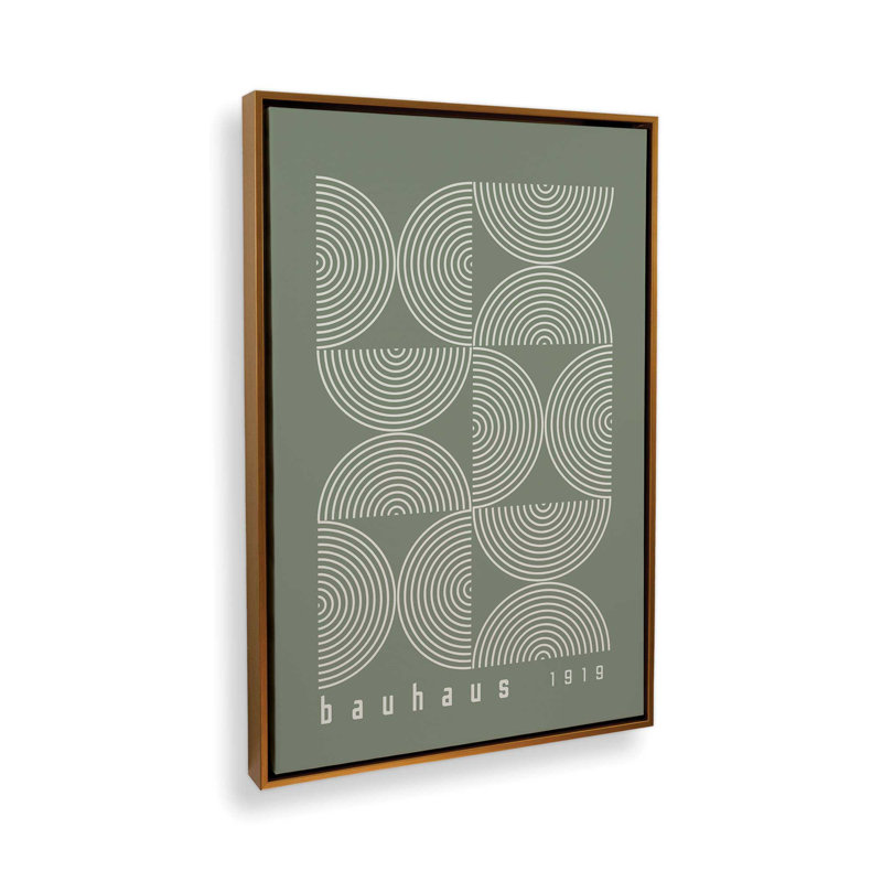 Bauhaus Composition Poster, Green, Polished Gold Floater Framed, 48.75" H x 32.75" W